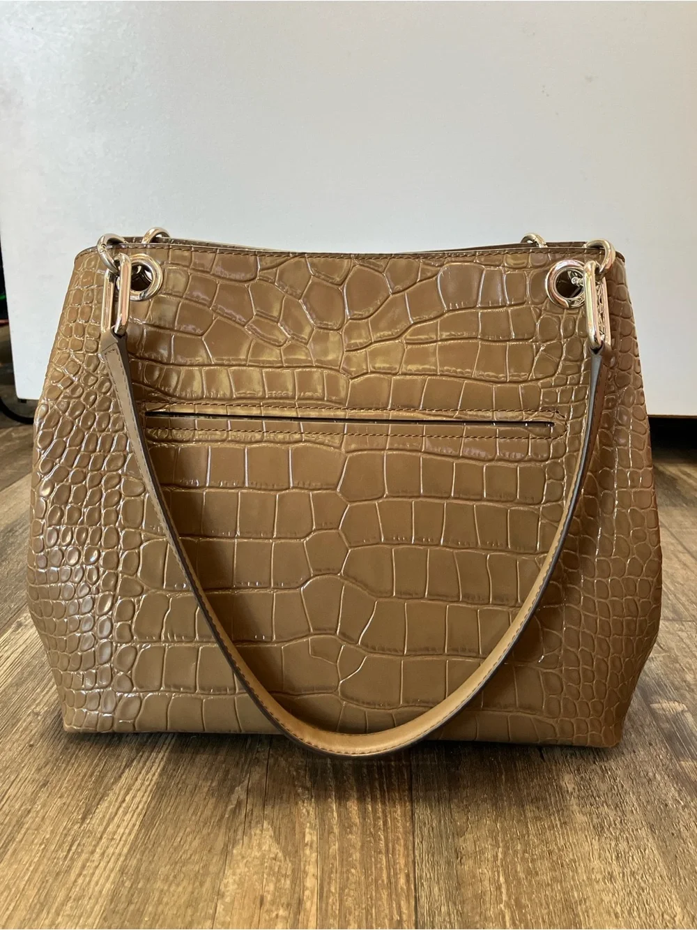 NWT MICHAEL Michael Kors Tan Kensington Large Croc-Embossed Leather Bag Purse